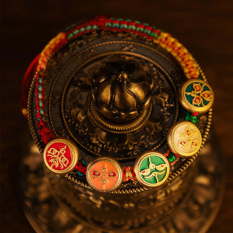 Tibetan Five God Of Wealth Colorful Rope Braided Luck Bracelet