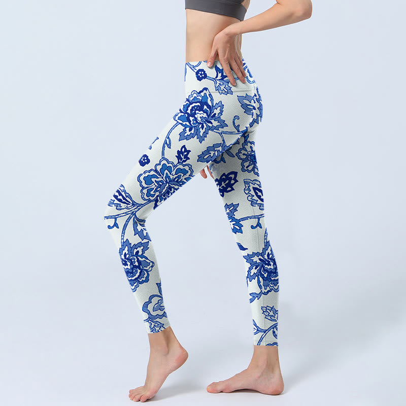 Flowers Print Gym Leggings Women's Yoga Pants