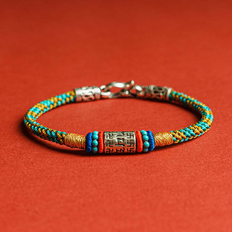 Colorful String Six True Words 925 Silver Focus Bracelet