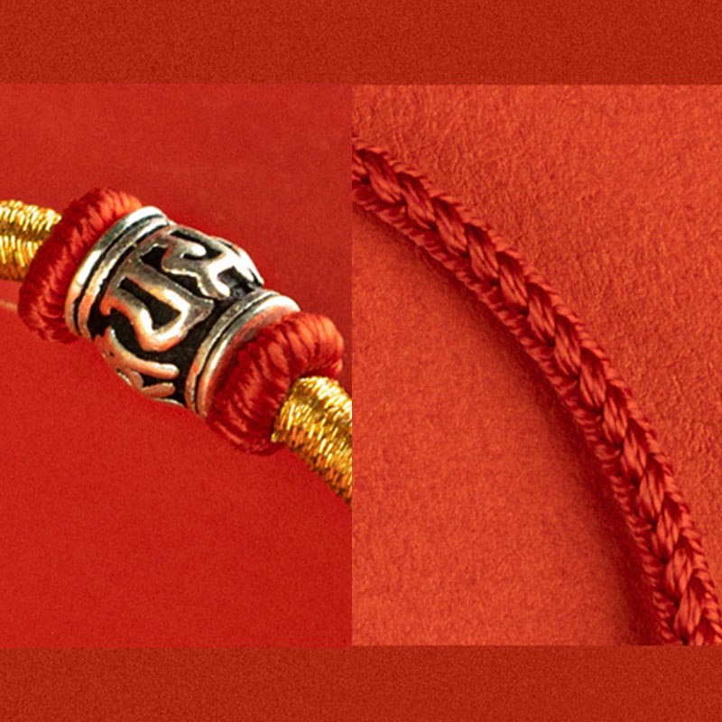 Red String Black String Six True Words 925 Sterling Silver Peace Bracelet
