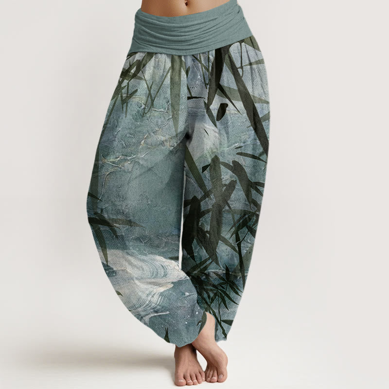 Mountains River Bamboo Pattern Women's Elastic Waist Harem Pants