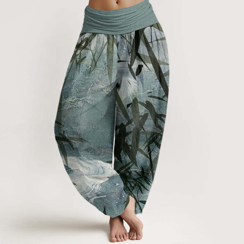 Mountains River Bamboo Pattern Women's Elastic Waist Harem Pants