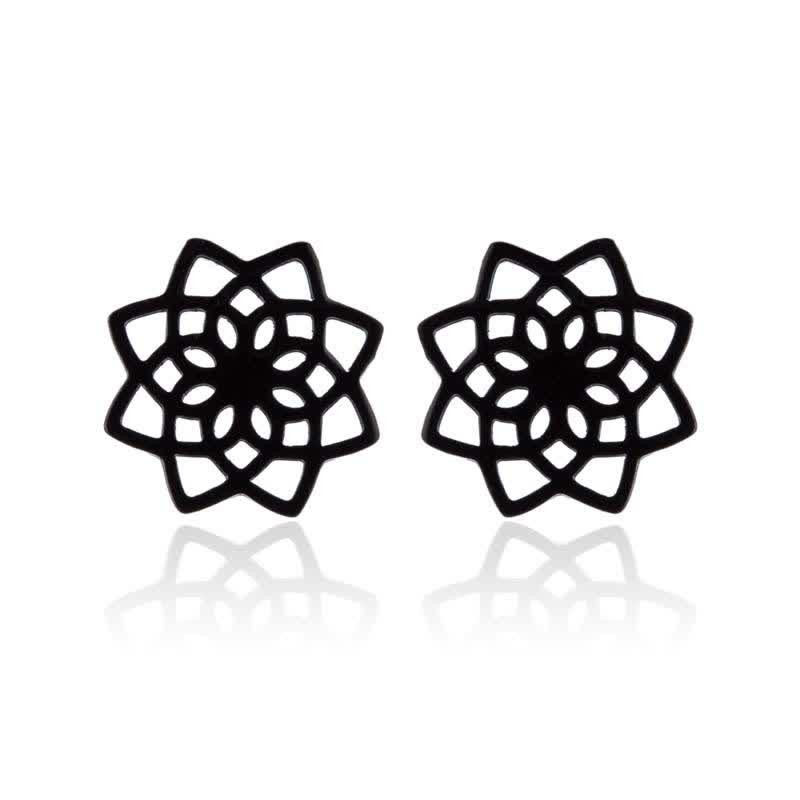 Tibetan Lotus Pattern New Beginning Stud Earrings