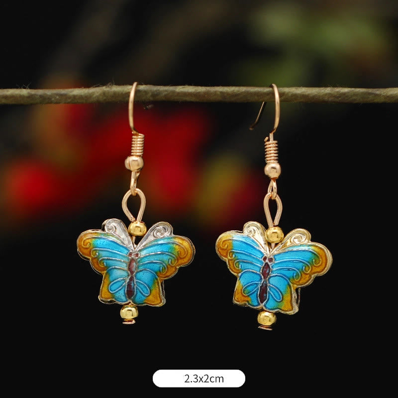 Lotus Butterfly Flower Alloy Copper Enlightenment Drop Earrings