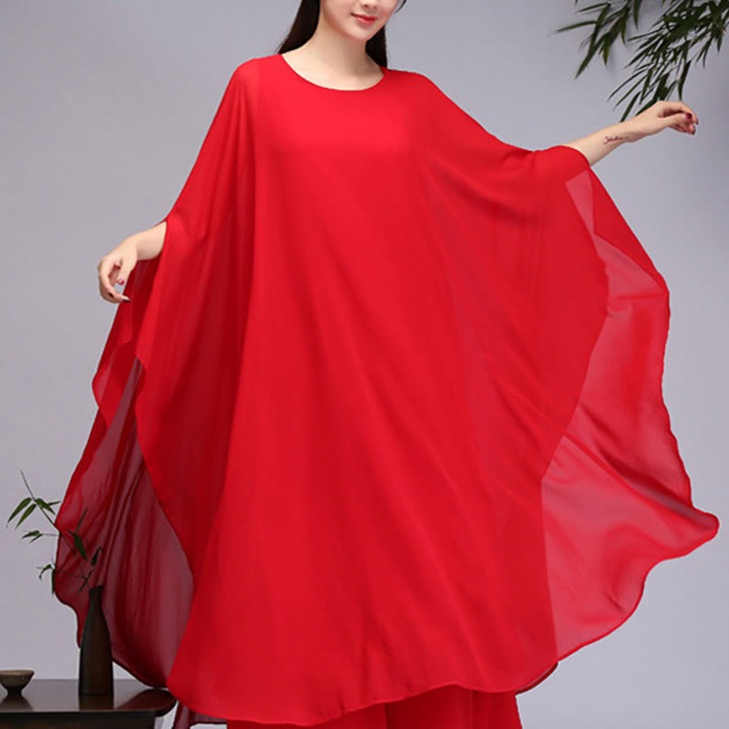 Simple Pattern Midi Dress Wide Leg Pants Meditation Spiritual Zen Practice Yoga Dance Clothing