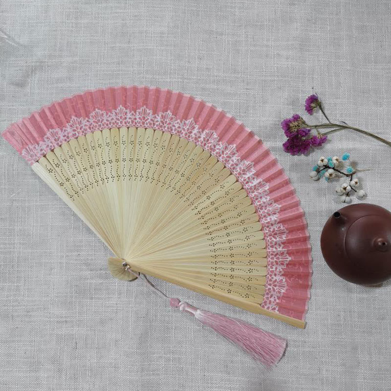 Simple Hollow Engraved Handheld Bamboo Folding Fan