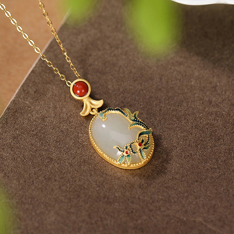 925 Sterling Silver Plated Gold Hetian Jade Vine Luck Necklace Pendant Bracelet Ring Earrings