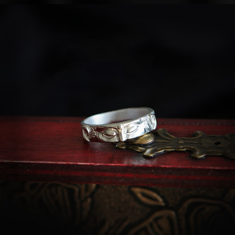 999 Sterling Silver mystic zen Eyes Protection Ring