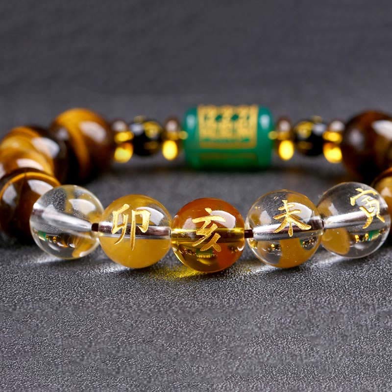 Chinese Zodiac Tiger Eye White Crystal Courage Bracelet