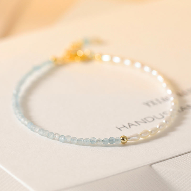 2mm Turquoise Pearl Ultra-thin Beads 14k Gold Plated Copper Wisdom Bracelet