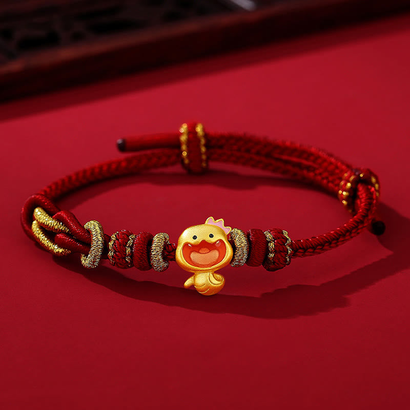 Red String 925 Sterling Silver Year of the Snake Cute Crown Snake Strength Bracelet
