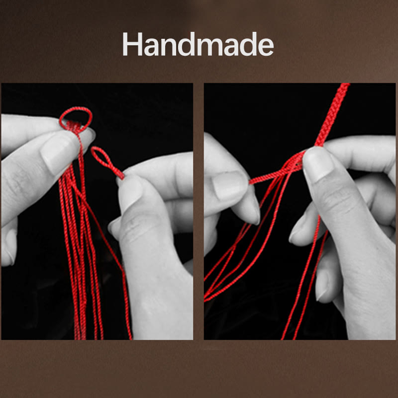 999 Gold Lucky Bead Eight Thread Peace Knot Red Rope Bracelet