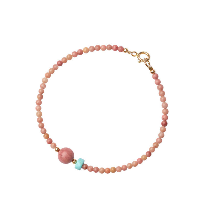 14K Gold Plated Natural Rhodonite Loving Energy Chain Bracelet