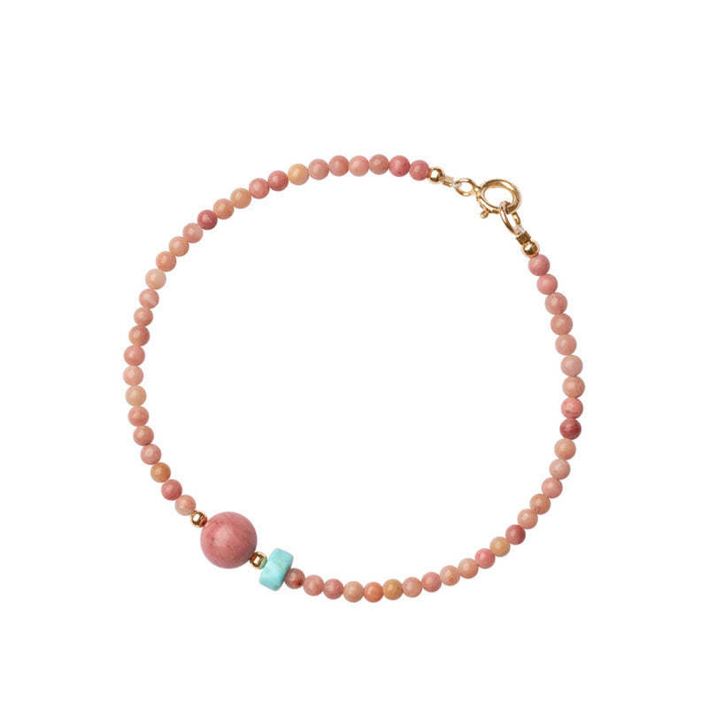 14K Gold Plated Natural Rhodonite Loving Energy Chain Bracelet