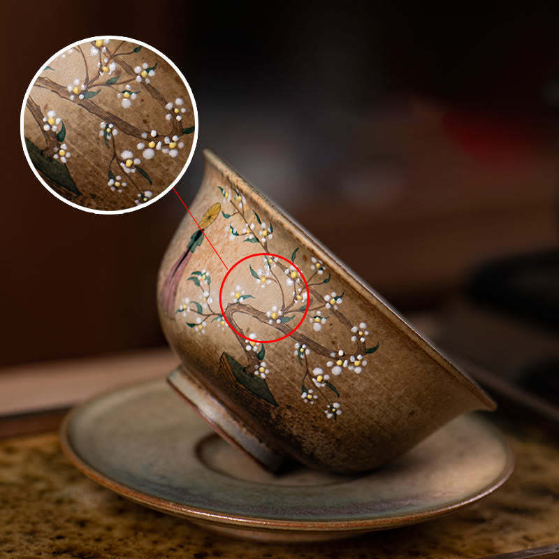 Jingdezhen Hand Painted Ru Kiln Porcelain Hanfu Girl Flower Ceramic Gaiwan Sancai Teacup Kung Fu Tea Cup And Saucer With Lid