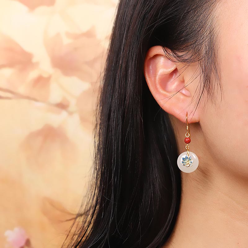 925 Sterling Silver Natural Hetian White Jade Peacock Blessing Necklace Pendant Ring Earrings Set