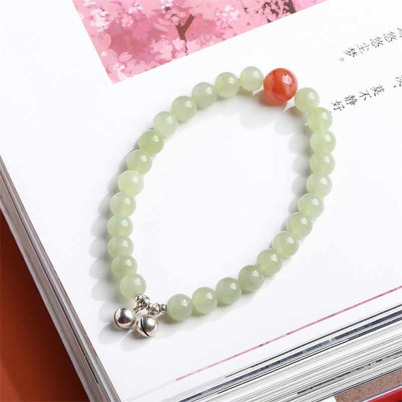 925 Sterling Silver Plated Gold Natural Hetian Jade Bead Gourd Lotus Bamboo Fu Character Luck Bracelet
