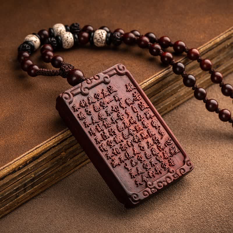 Chinese Zodiac Natal mystic zen Small Leaf Red Sandalwood Protection Necklace Pendant