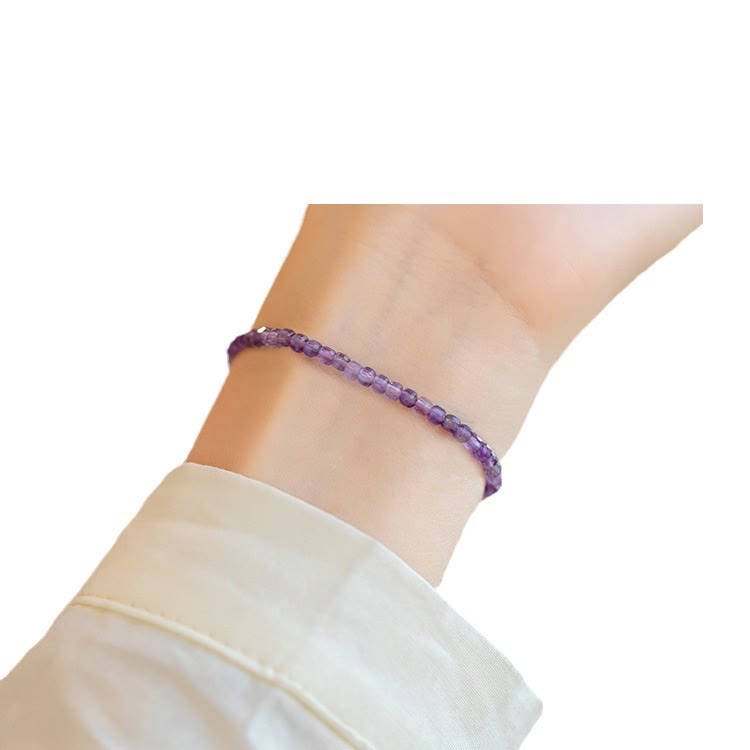 2.5mm Natural Amethyst Ultra-thin Beads 14k Gold Plated Copper Inner Peace Bracelet
