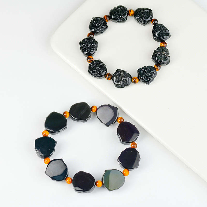 Rainbow Obsidian Laughing mystic zen Positive Transformation Bracelet