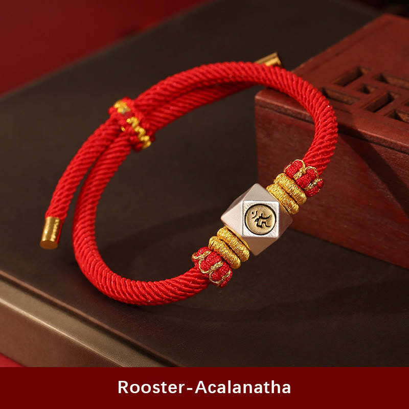 999 Sterling Silver Chinese Zodiac Natal mystic zen Red Rope Luck Strength Handcrafted Kids Bracelet