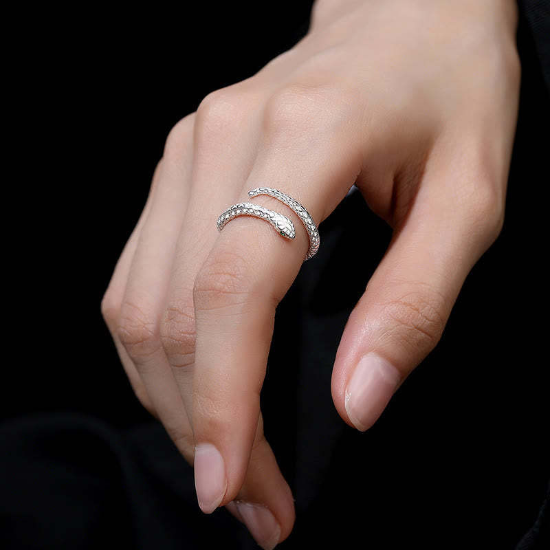999 Sterling Silver Adjustable Snake-shaped Wrap Open Year Of The Snake Blessing Calm Ring