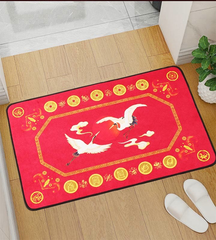 Five Elements Lucky Crane Gourd Kirin Dragon Axe Nine Koi Fish Non-slip Foot Pad Doormat