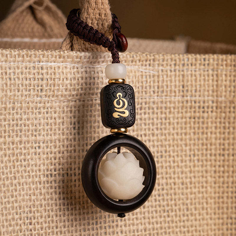 Ebony Wood Bodhi Seed Boxwood Lotus Enlightenment Key Chain Decoration