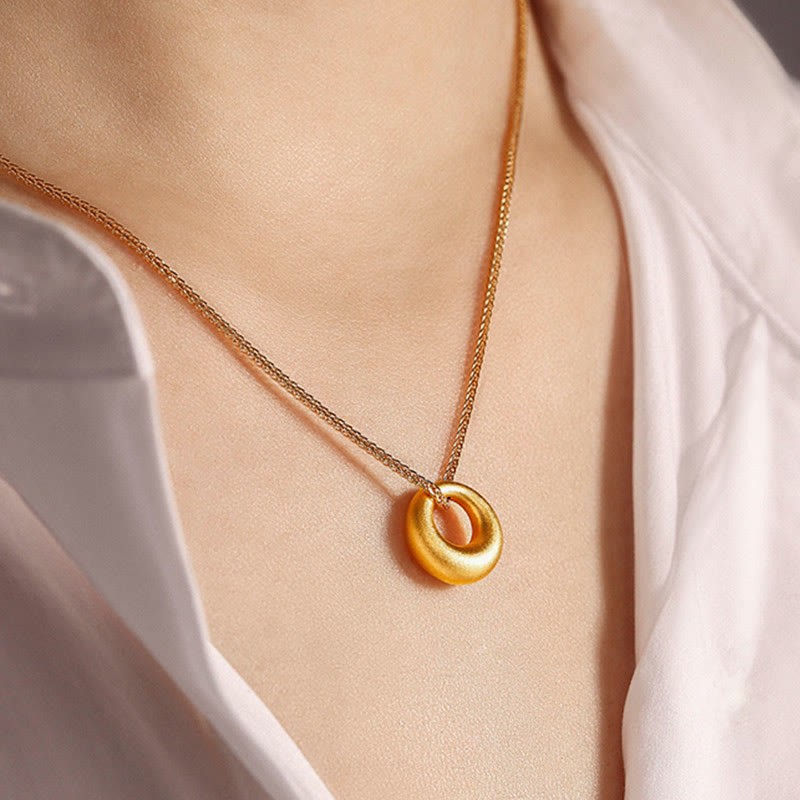 999 Gold Peace Buckle Auspicious Necklace Pendant
