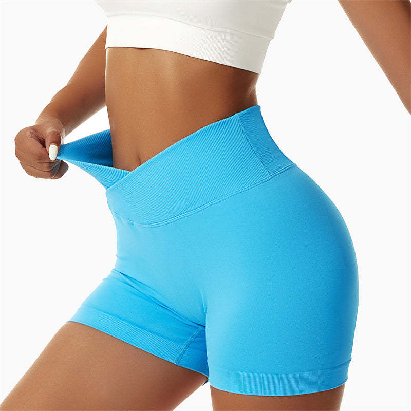 Women Seamless High Elasticity Sports Fitness High Waist Yoga Workout Shorts