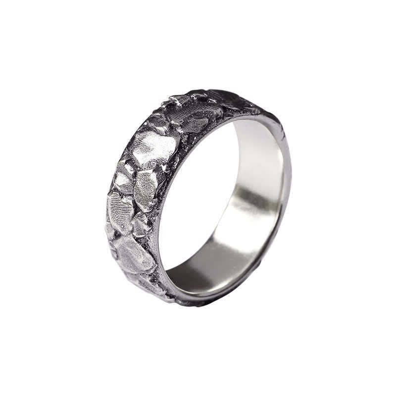 Rock Pattern Luck Blessing Copper Ring