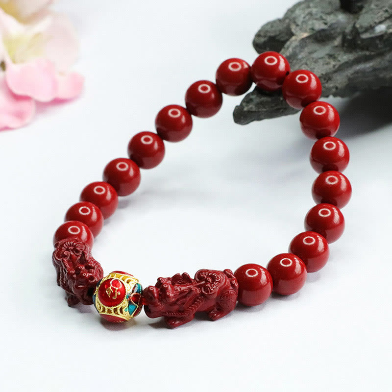 Cinnabar Double PIXIU Keep Away Evil Spirits Bracelet
