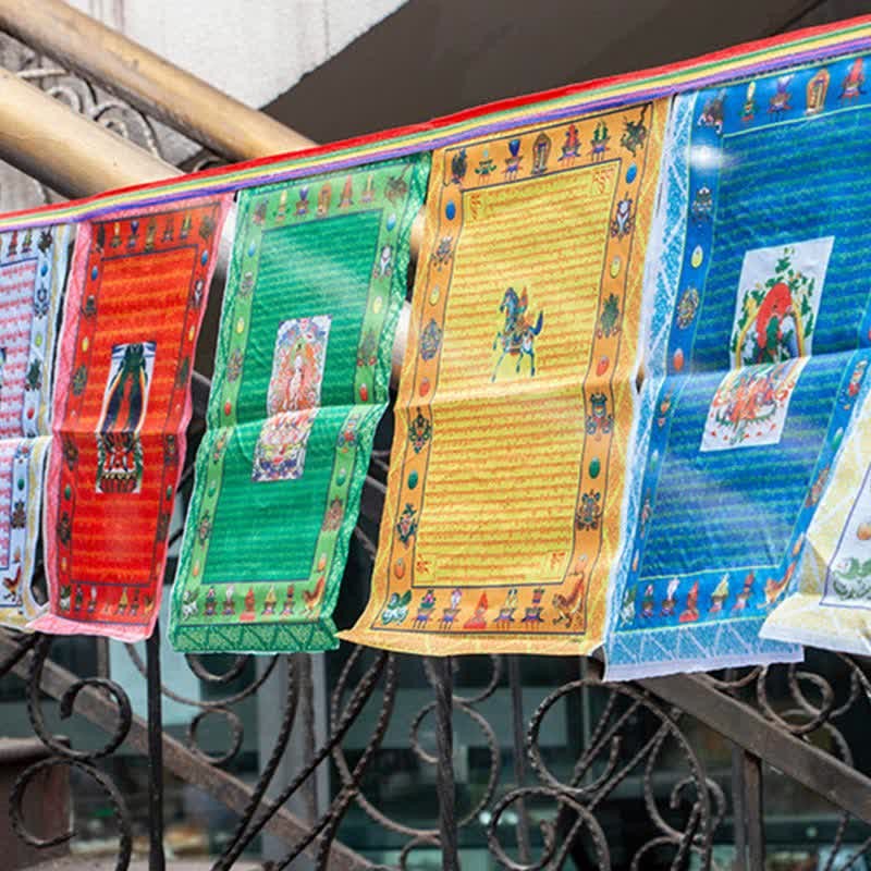 Tibetan 5 Colors Windhorse mystic zen Tara Scriptures Healing Auspicious Outdoor Prayer Flag