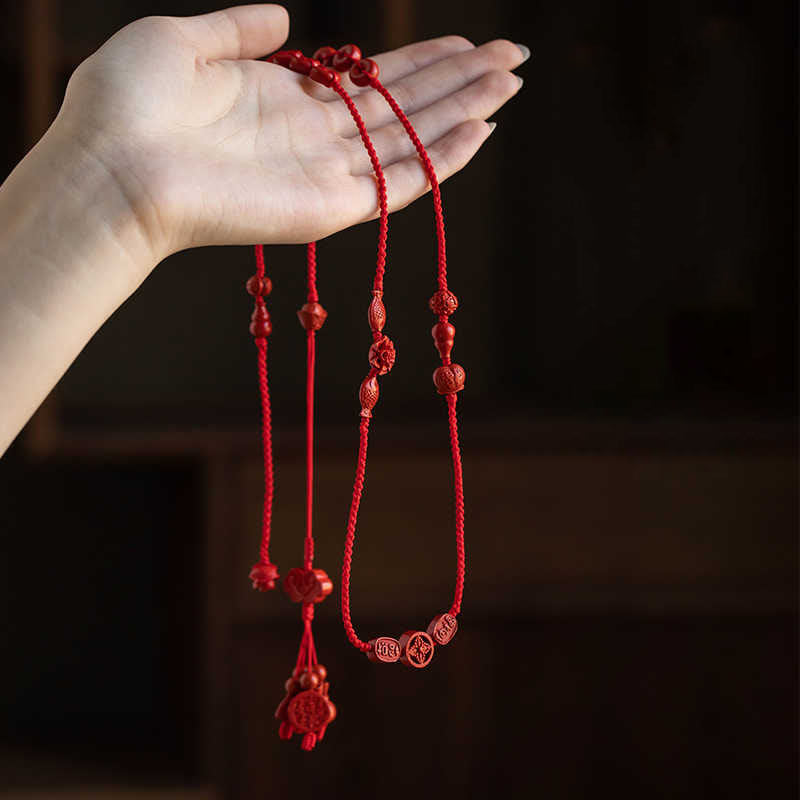 Natural Cinnabar Calm Blessing Red String Belly Chain