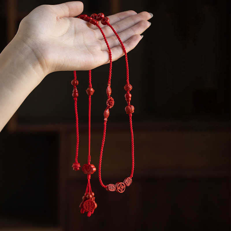 Natural Cinnabar Calm Blessing Red String Belly Chain