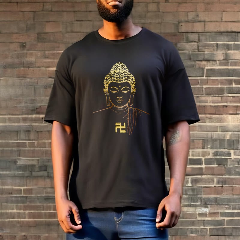 Swastika Pattern Golden mystic zen Cotton Tee T-shirt