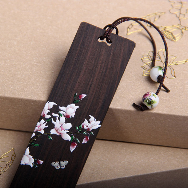 Butterfly Flower Ebony Wood Bookmarks With Gift Box