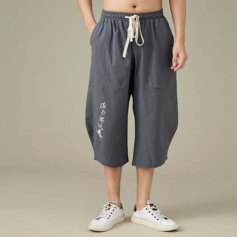 Casual Solid Color Men's Straight Leg Shorts With Pockets Leisure Cotton Men's Pants