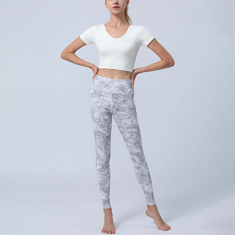 Flowers Leaves Print Sports Fitness Yoga High Waist Leggings Women's Yoga Pants