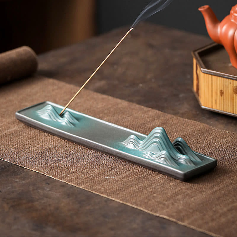 Moon Rabbit PiXiu Mountain Healing Ceramic Stick Incense Burner Decoration