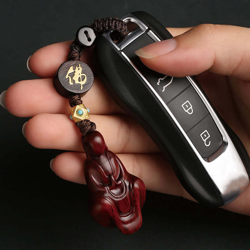 Small Leaf Red Sandalwood Formless mystic zen Protection Key Chain