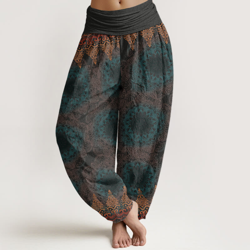 Triangular Mandala Patterns Women's Elastic Waist Harem Pants