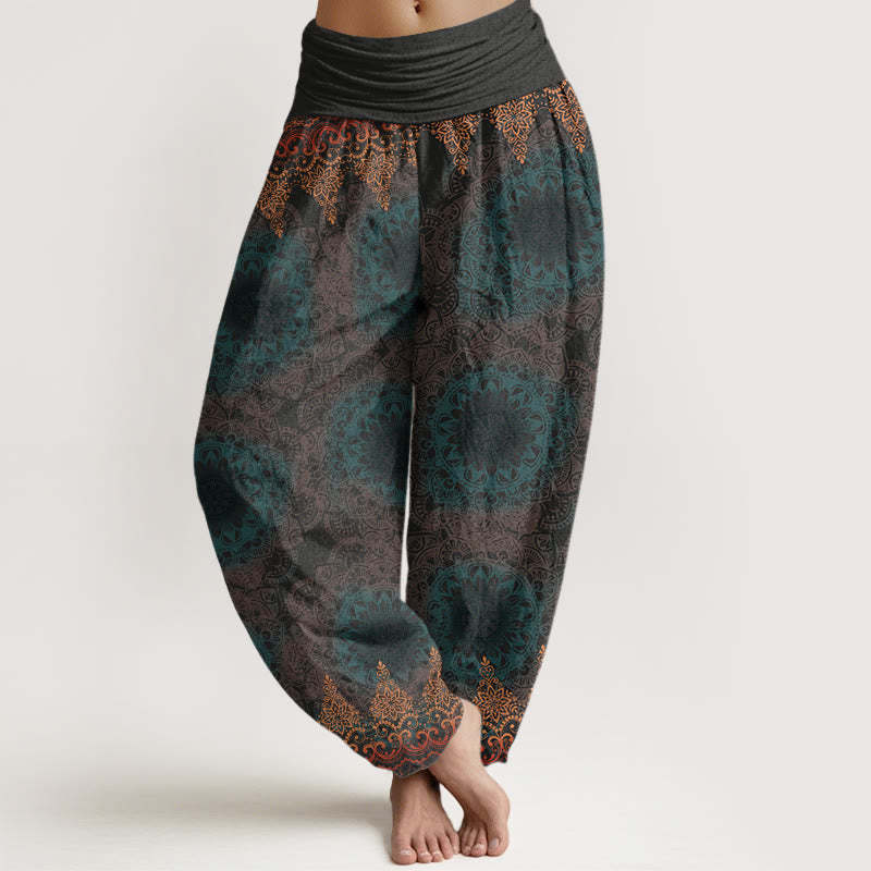 Triangular Mandala Patterns Women's Elastic Waist Harem Pants