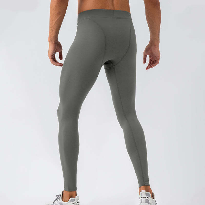Plain High Waist Elastic Breathable Sports Men's Leggings Pants