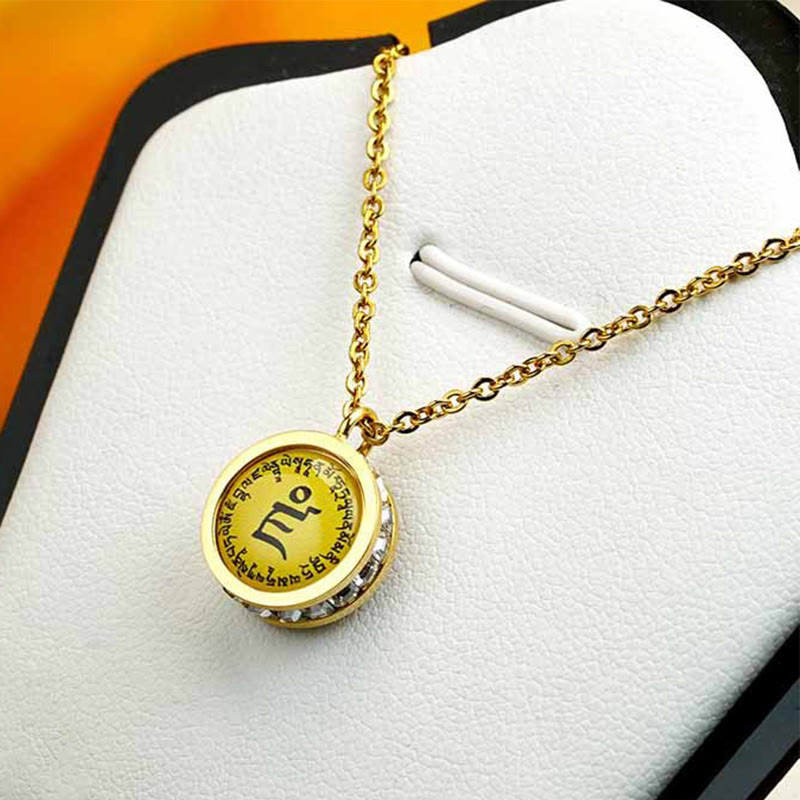 Tibetan Yellow God Of Wealth Green Tara mystic zen Serenity Titanium Steel Necklace Pendant