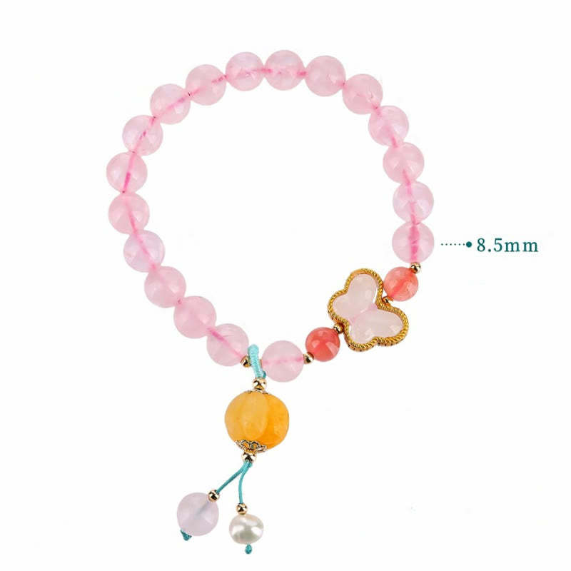 Natural Pink Crystal Butterfly Pumpkin Love Bracelet