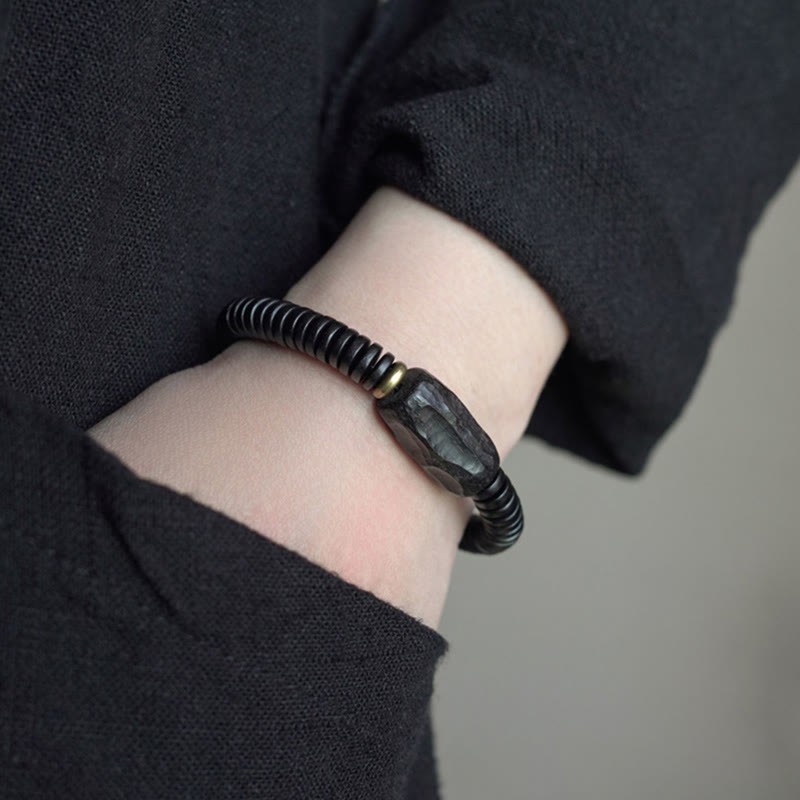 Ebony Wood Copper Brass Holey Balance Bracelet