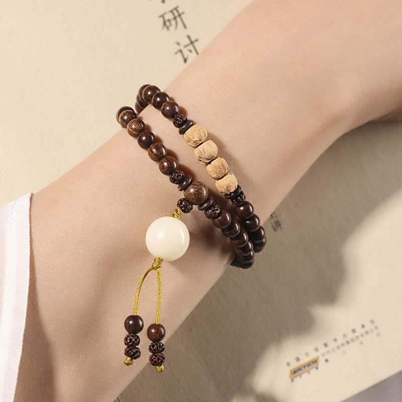Sandalwood Small Leaf Red Sandalwood Bodhi Seed Purification Double Wrap Bracelet