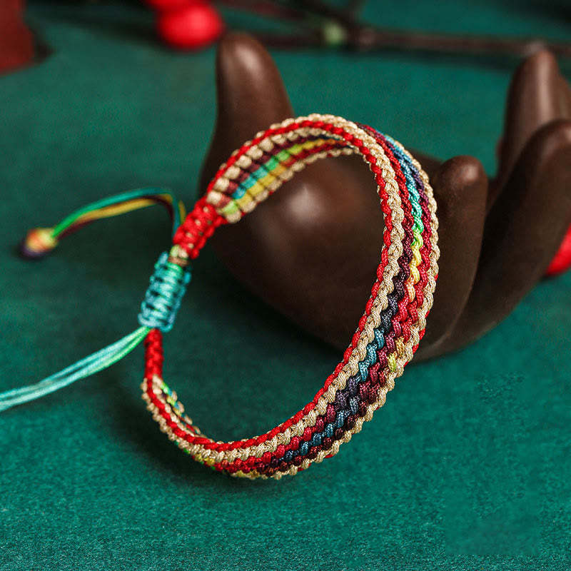 Tibet Handmade Rainbow Multicolored Protection Braided String Bracelet