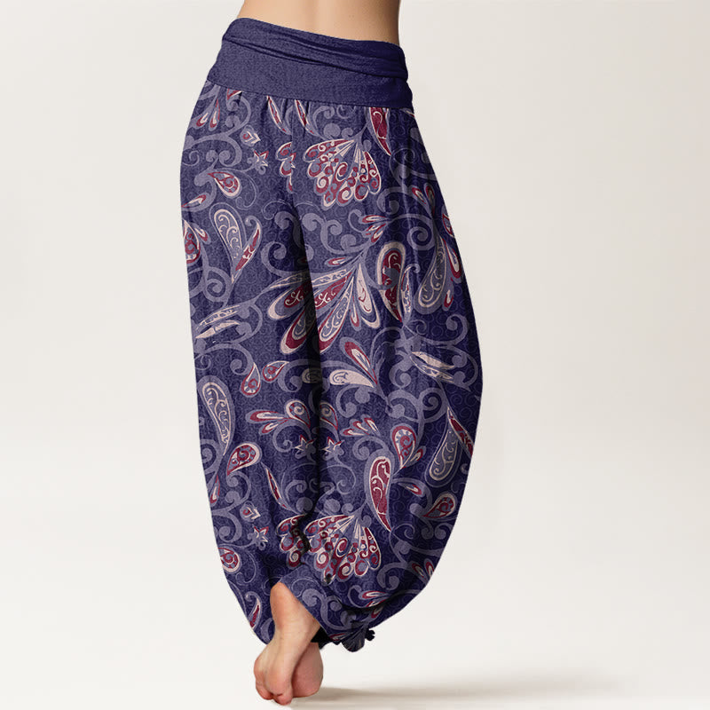 Casual Flower Petals Design Women's Elastic Waist Harem Pants